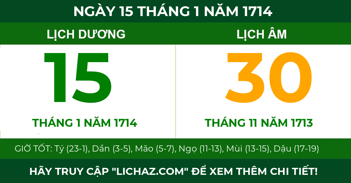 lịch âm ngày 15 tháng 1 năm 1714