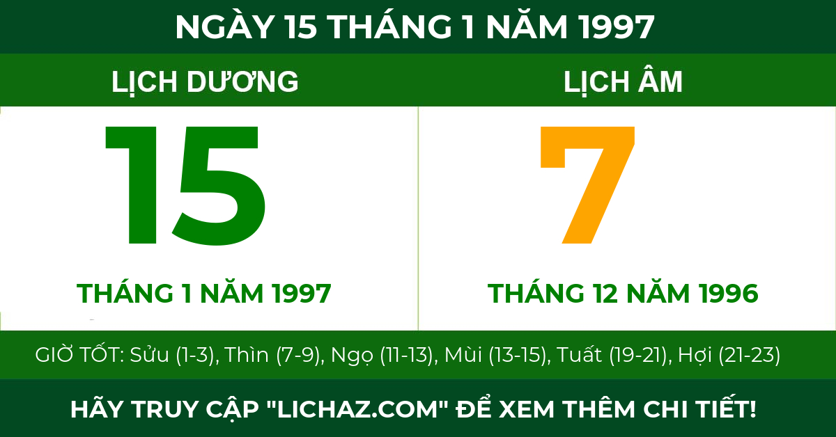 lịch âm ngày 15 tháng 1 năm 1997