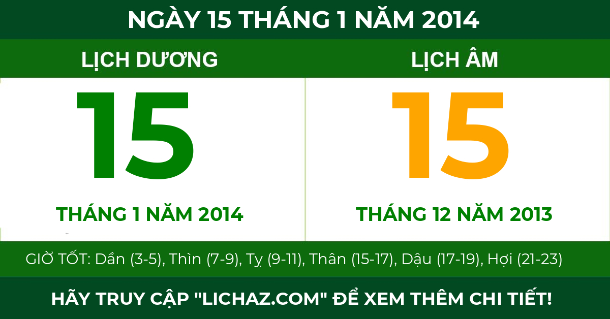 lịch âm ngày 15 tháng 1 năm 2014