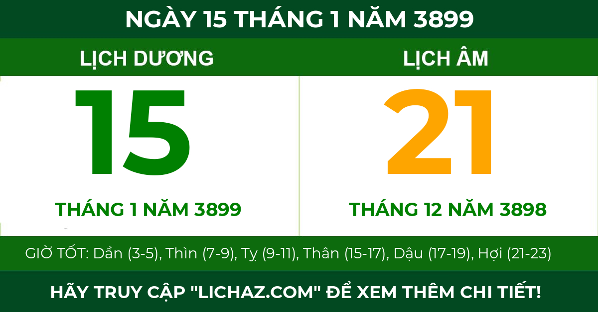 lịch âm ngày 15 tháng 1 năm 3899