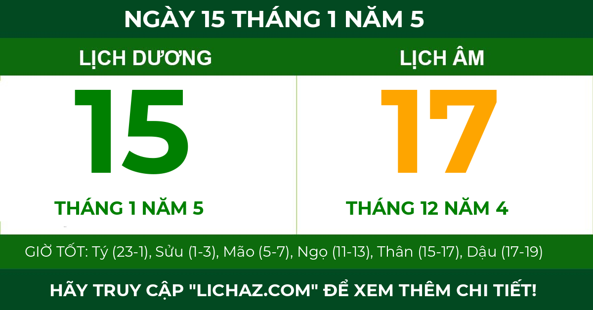 lịch âm ngày 15 tháng 1 năm 5