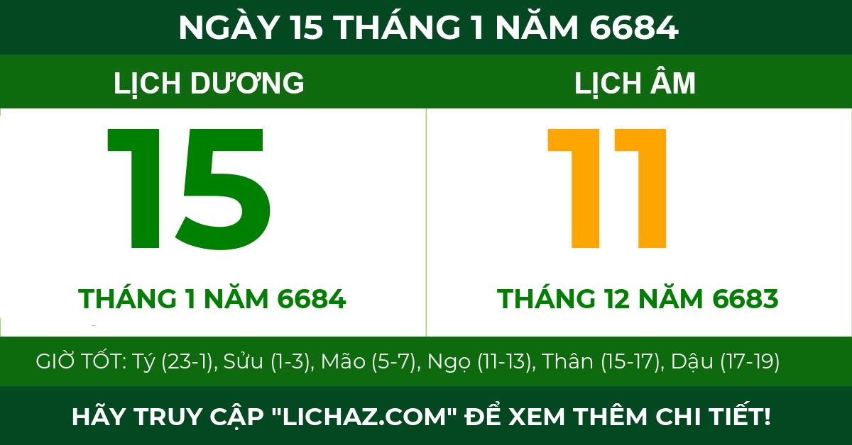lịch âm ngày 15 tháng 1 năm 6684