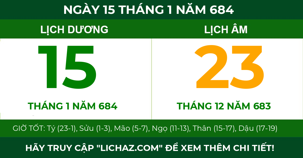 lịch âm ngày 15 tháng 1 năm 684