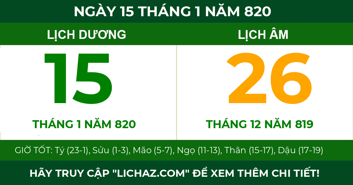 lịch âm ngày 15 tháng 1 năm 820