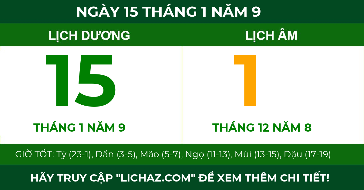 lịch âm ngày 15 tháng 1 năm 9