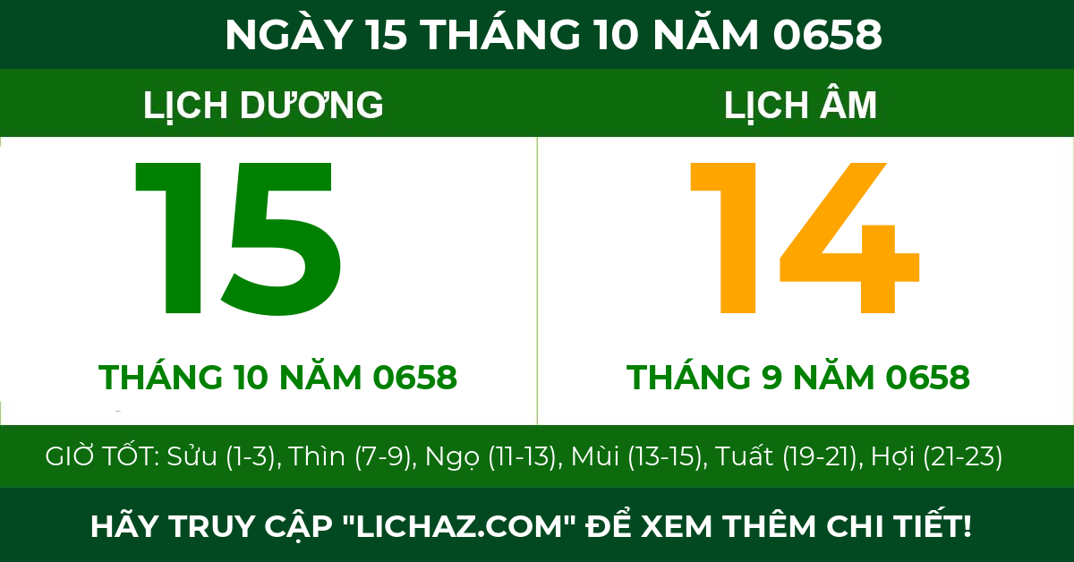 lịch âm ngày 15 tháng 10 năm 0658