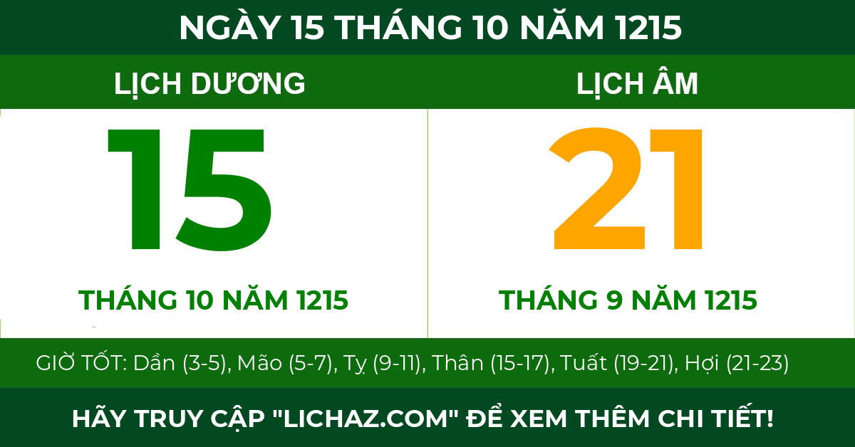 lịch âm ngày 15 tháng 10 năm 1215