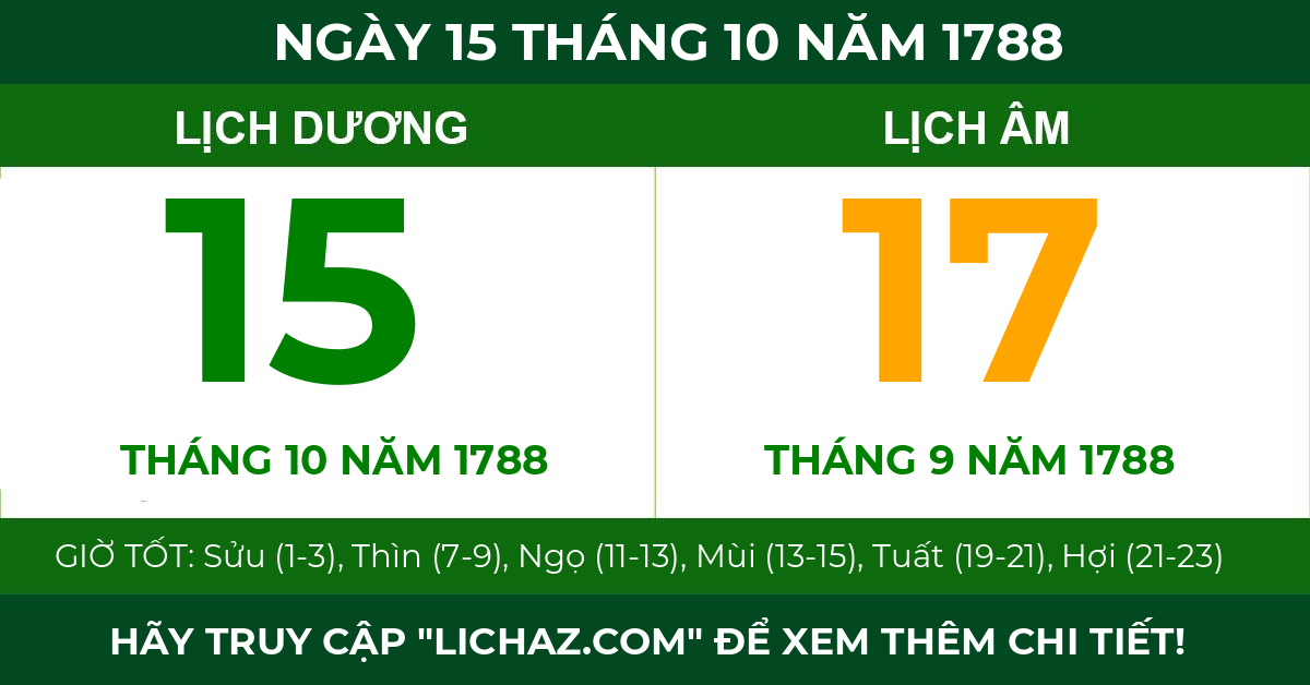 lịch âm ngày 15 tháng 10 năm 1788