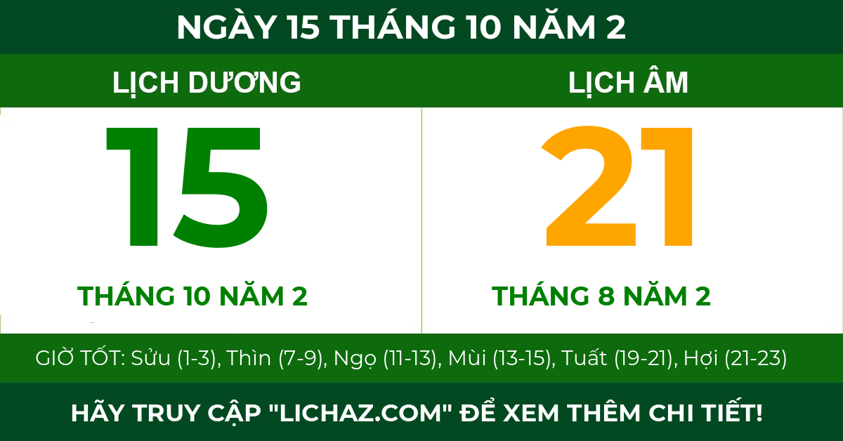 lịch âm ngày 15 tháng 10 năm 2