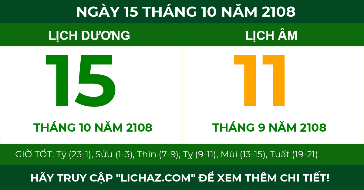 lịch âm ngày 15 tháng 10 năm 2108