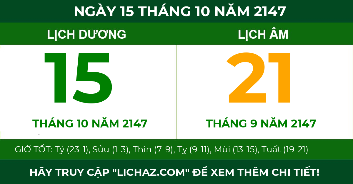 lịch âm ngày 15 tháng 10 năm 2147