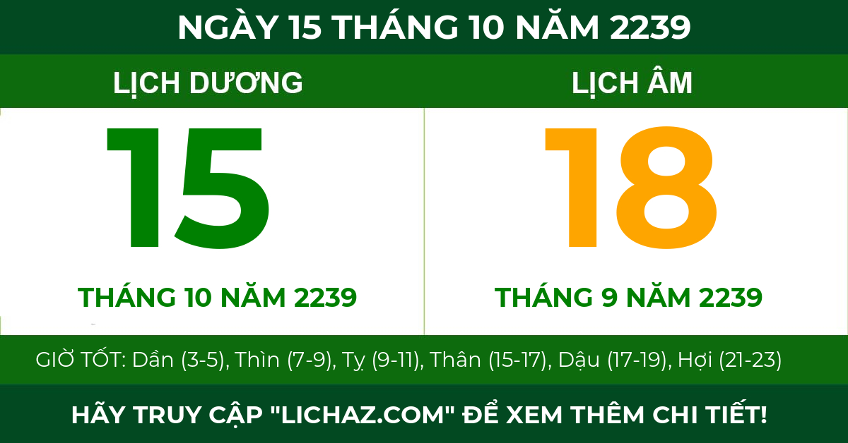 lịch âm ngày 15 tháng 10 năm 2239