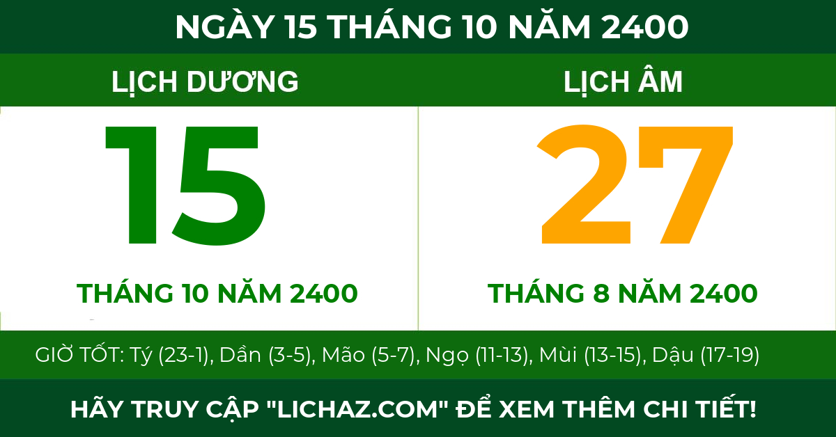 lịch âm ngày 15 tháng 10 năm 2400