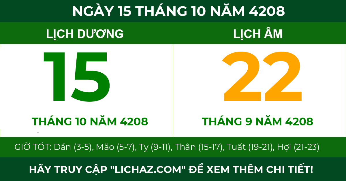 lịch âm ngày 15 tháng 10 năm 4208