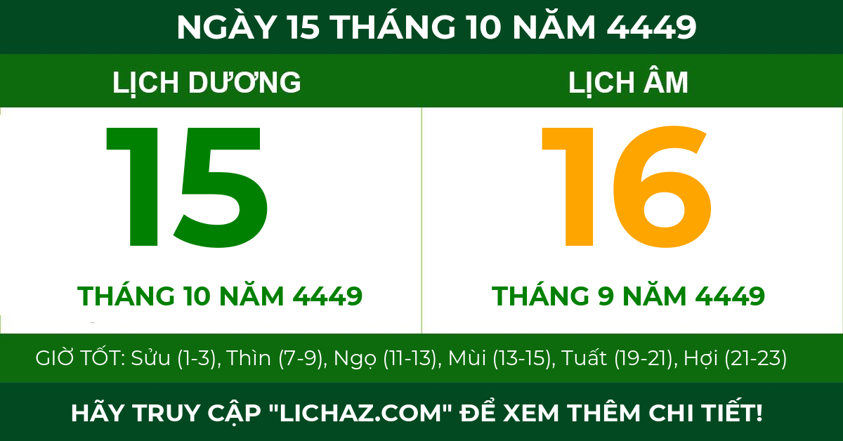 lịch âm ngày 15 tháng 10 năm 4449