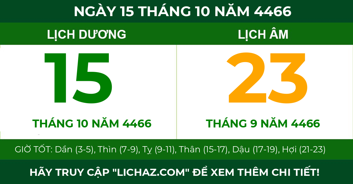 lịch âm ngày 15 tháng 10 năm 4466