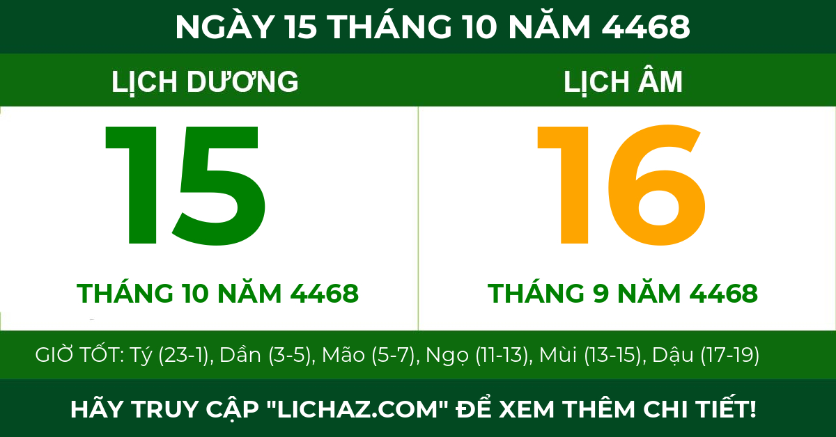 lịch âm ngày 15 tháng 10 năm 4468
