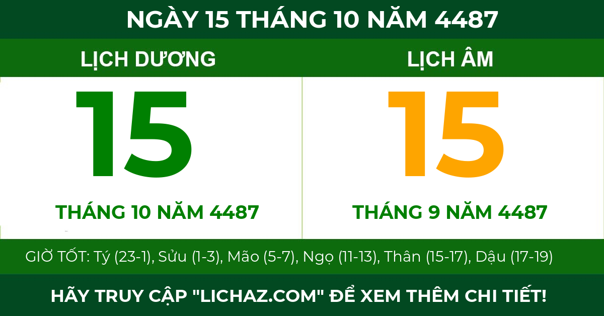 lịch âm ngày 15 tháng 10 năm 4487
