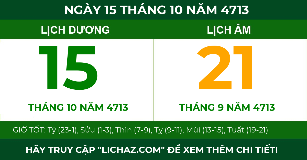 lịch âm ngày 15 tháng 10 năm 4713