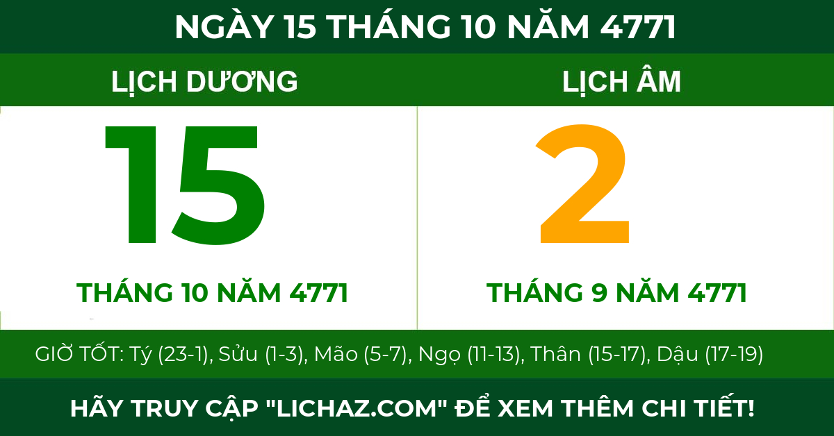 lịch âm ngày 15 tháng 10 năm 4771