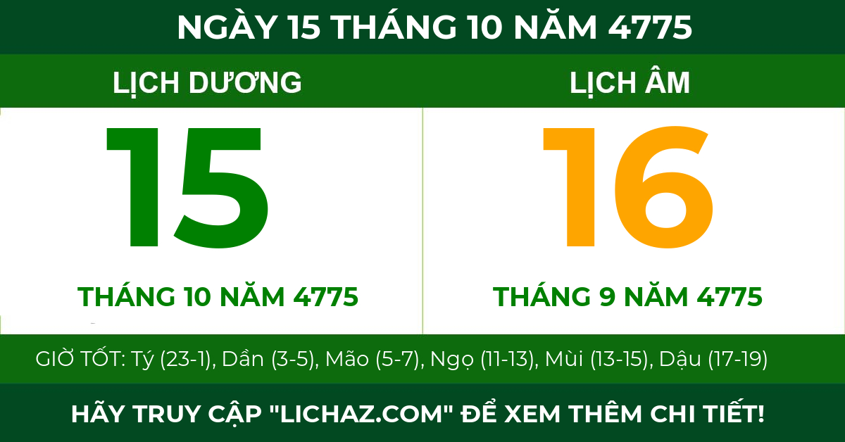 lịch âm ngày 15 tháng 10 năm 4775