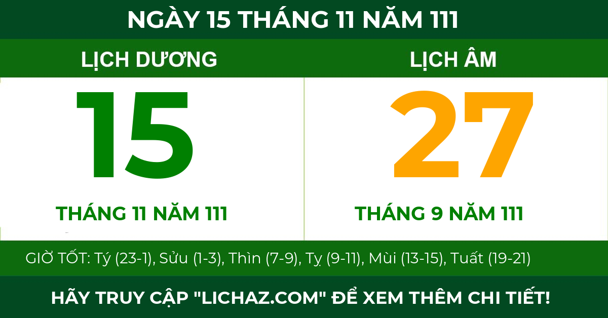 lịch âm ngày 15 tháng 11 năm 111
