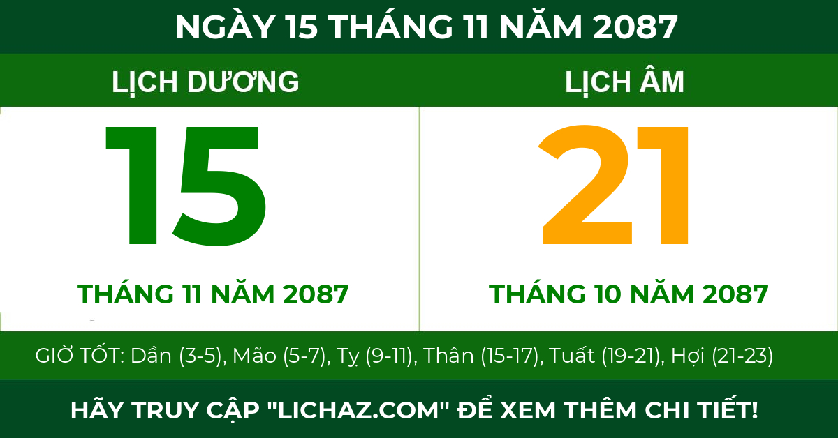 lịch âm ngày 15 tháng 11 năm 2087