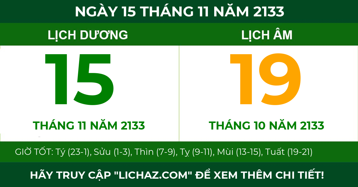 lịch âm ngày 15 tháng 11 năm 2133
