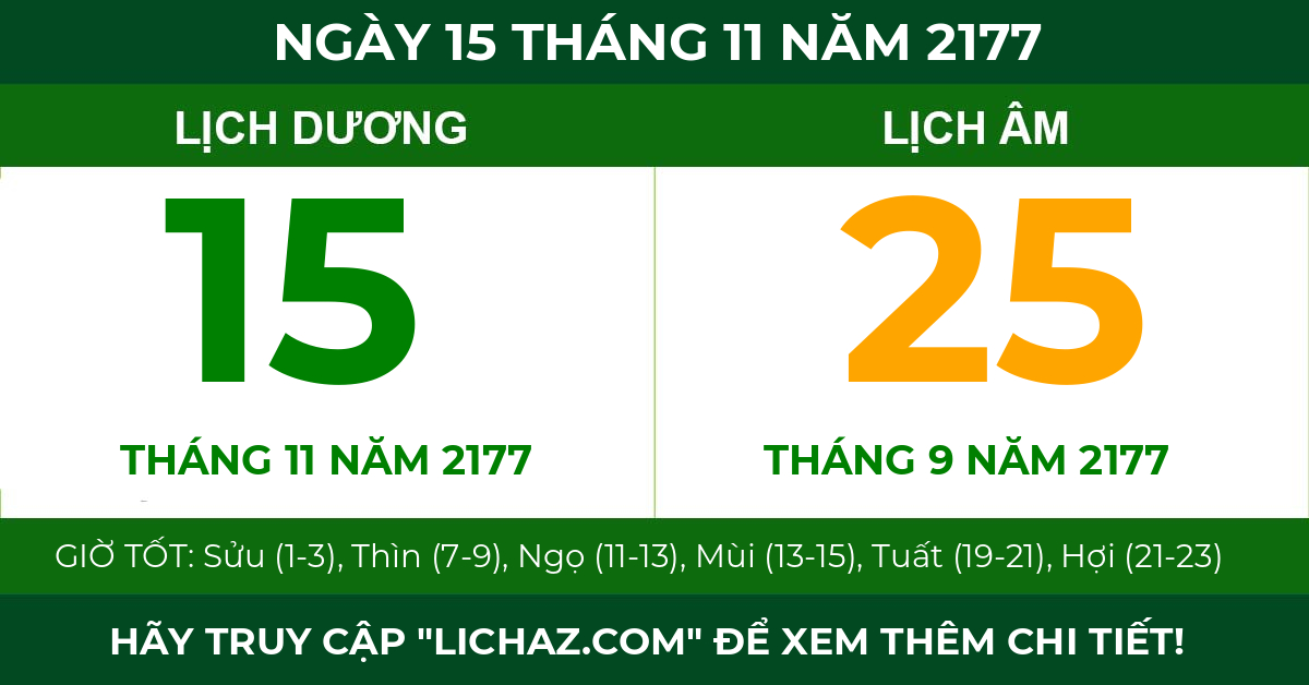 lịch âm ngày 15 tháng 11 năm 2177