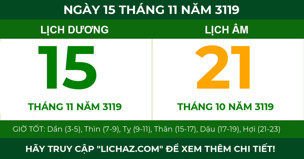 lịch âm ngày 15 tháng 11 năm 3119