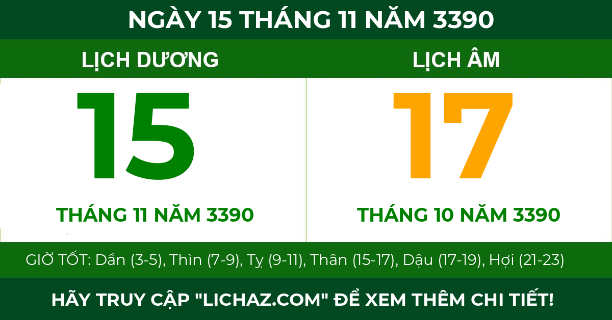 lịch âm ngày 15 tháng 11 năm 3390