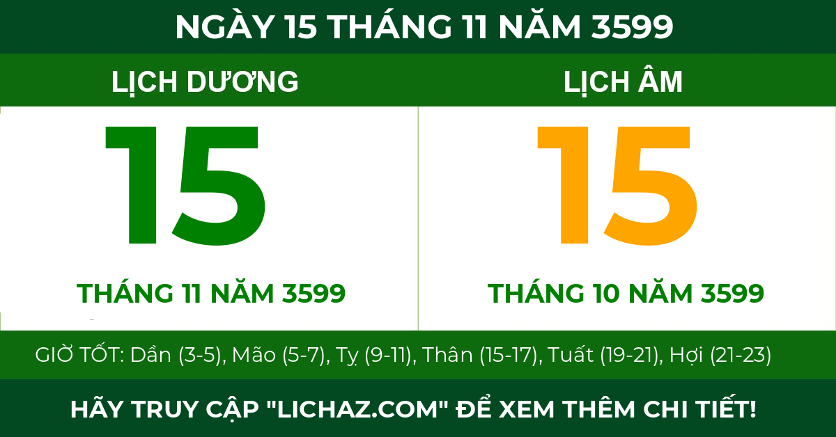 lịch âm ngày 15 tháng 11 năm 3599