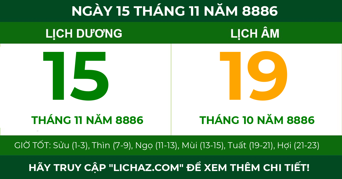 lịch âm ngày 15 tháng 11 năm 8886
