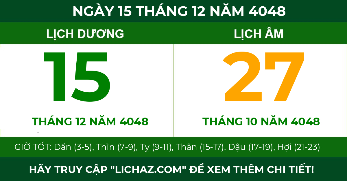 lịch âm ngày 15 tháng 12 năm 4048