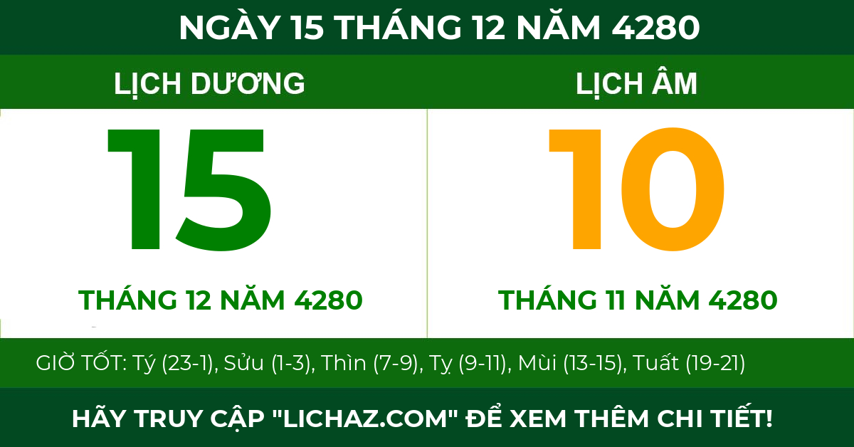 lịch âm ngày 15 tháng 12 năm 4280