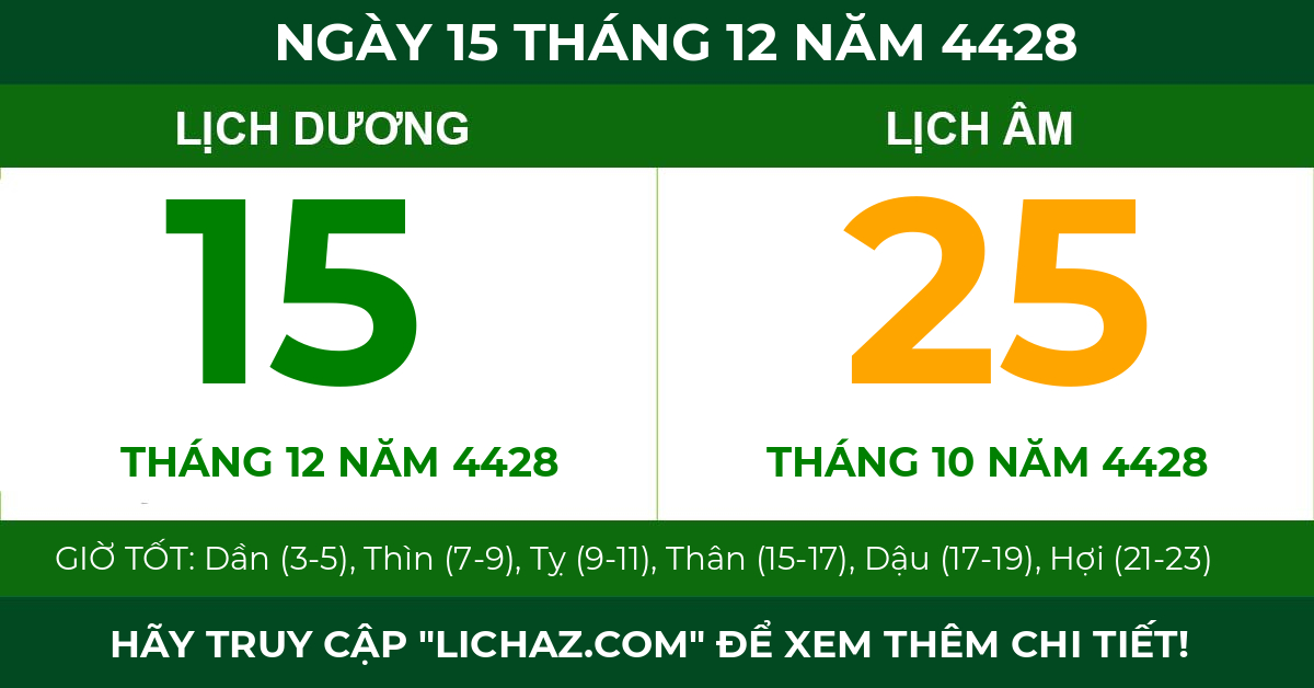 lịch âm ngày 15 tháng 12 năm 4428