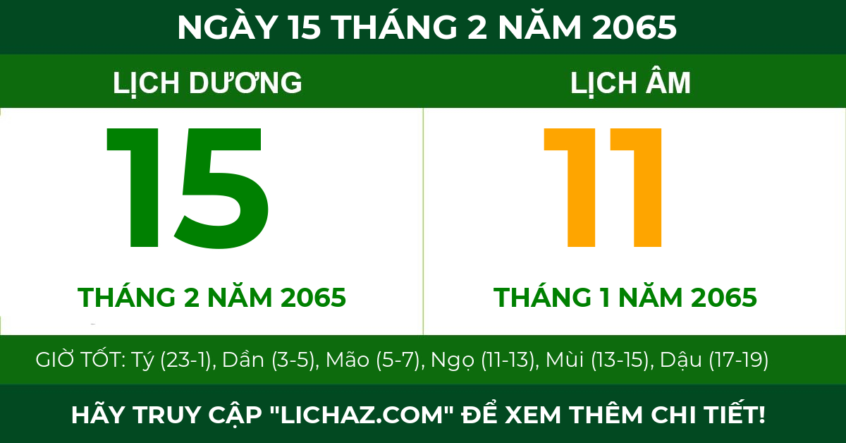lịch âm ngày 15 tháng 2 năm 2065