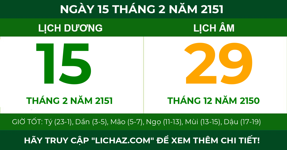 lịch âm ngày 15 tháng 2 năm 2151
