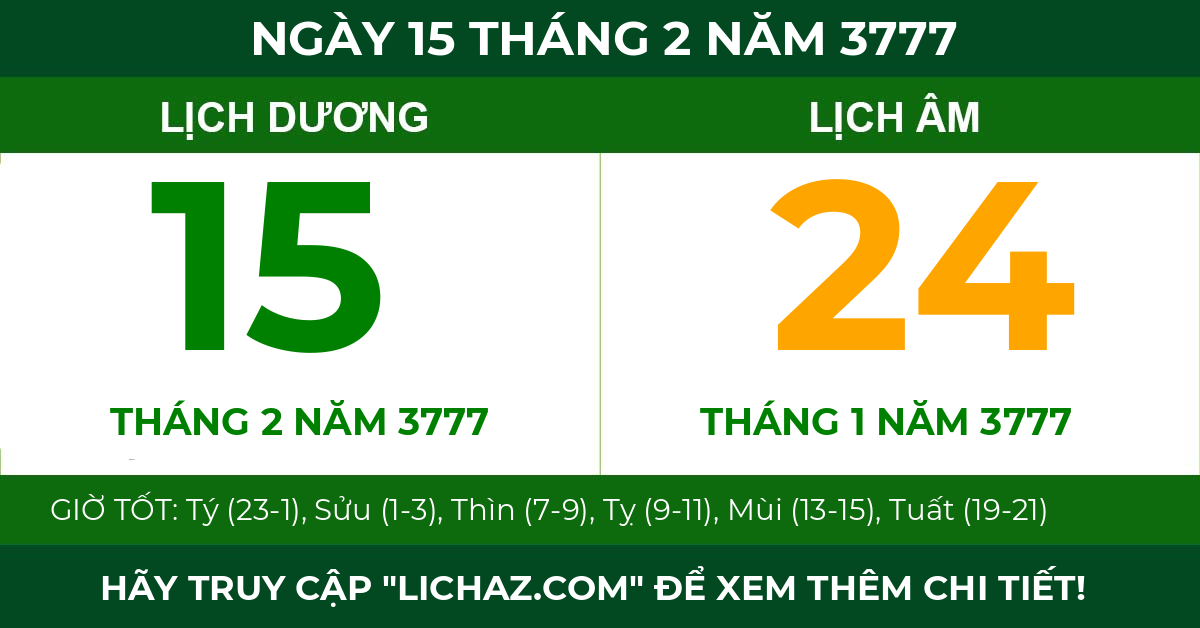 lịch âm ngày 15 tháng 2 năm 3777