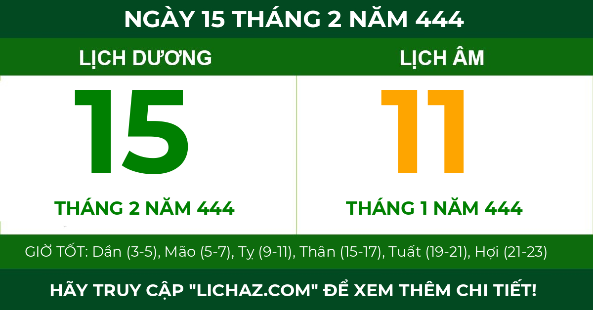 lịch âm ngày 15 tháng 2 năm 444