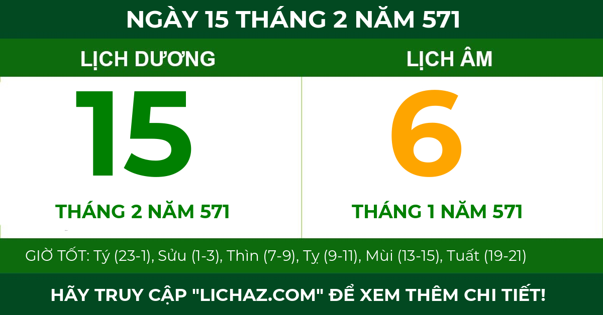 lịch âm ngày 15 tháng 2 năm 571