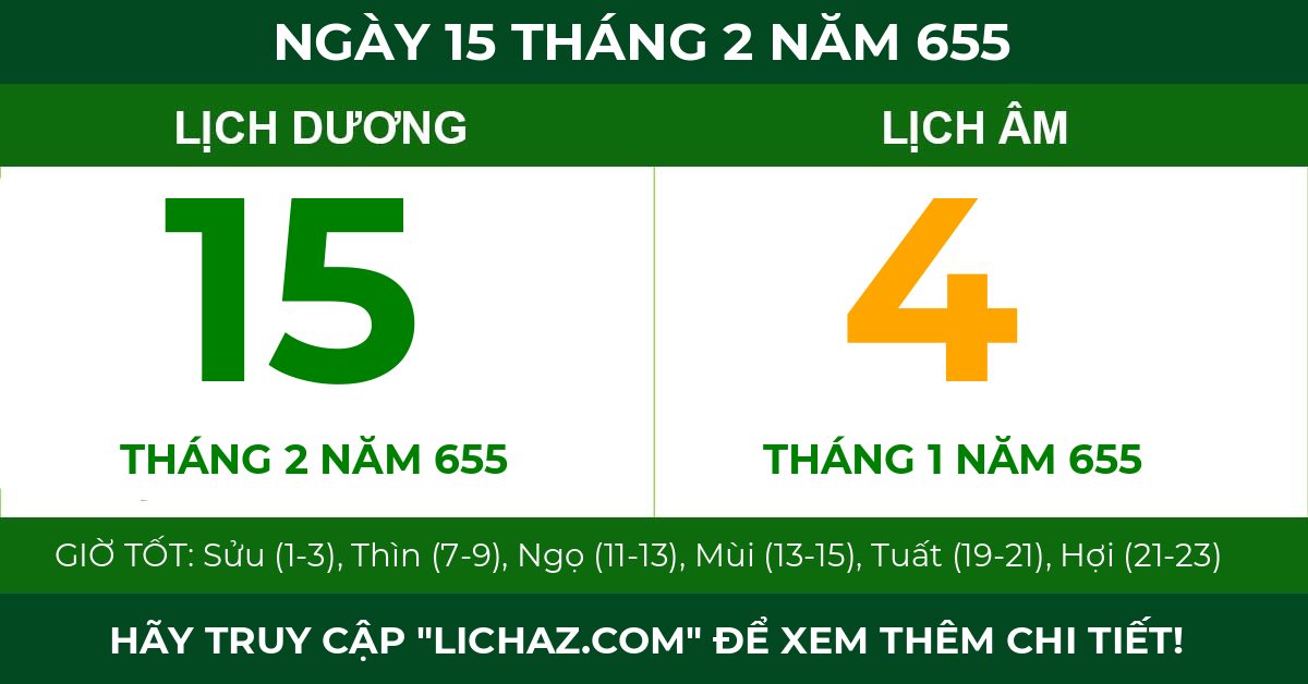 lịch âm ngày 15 tháng 2 năm 655