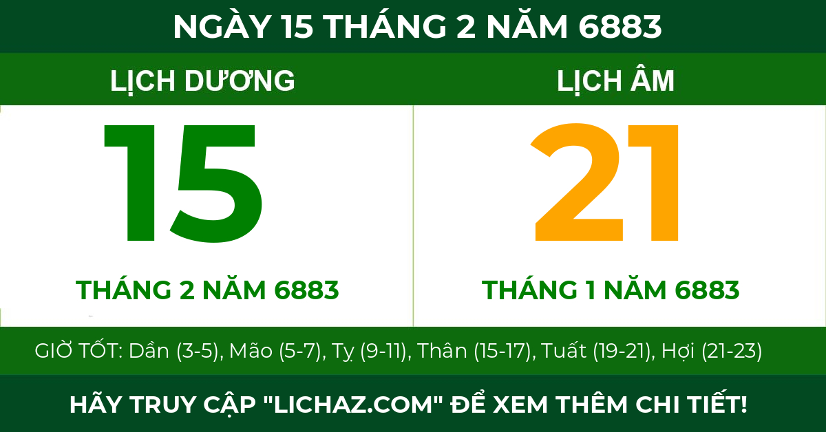 lịch âm ngày 15 tháng 2 năm 6883