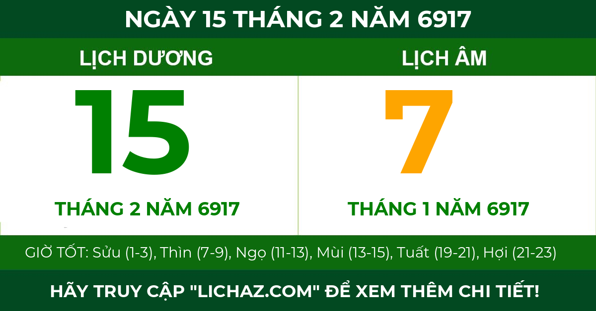 lịch âm ngày 15 tháng 2 năm 6917