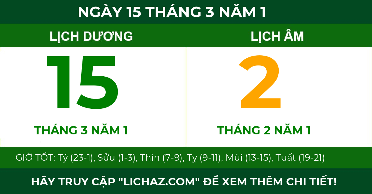lịch âm ngày 15 tháng 3 năm 1