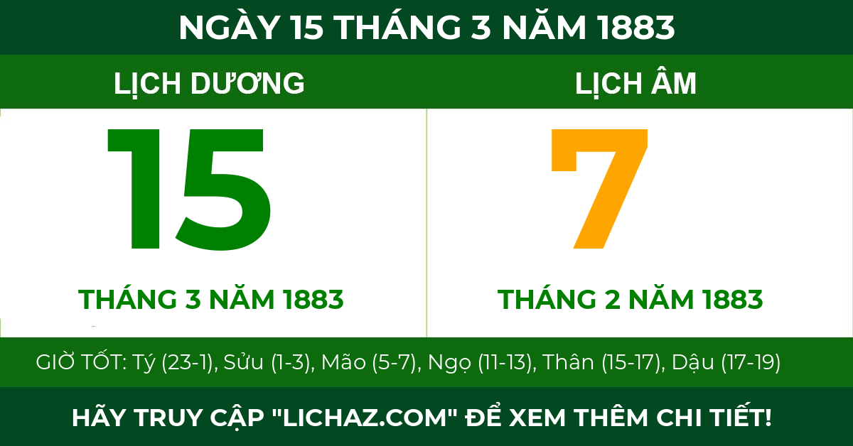 lịch âm ngày 15 tháng 3 năm 1883