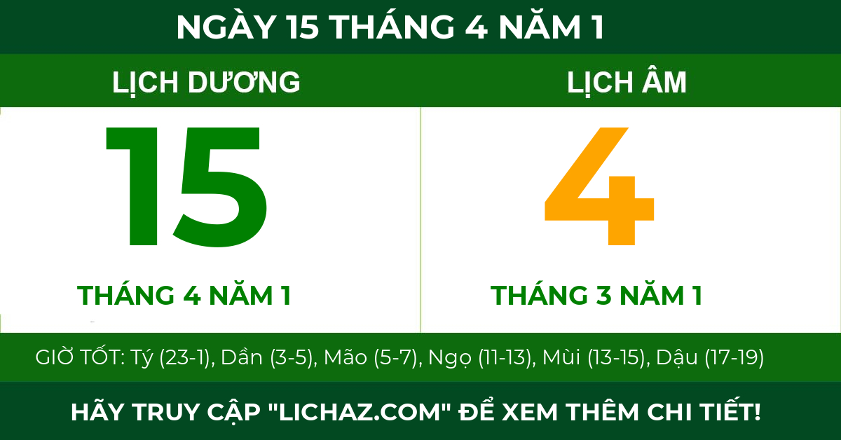 lịch âm ngày 15 tháng 4 năm 1