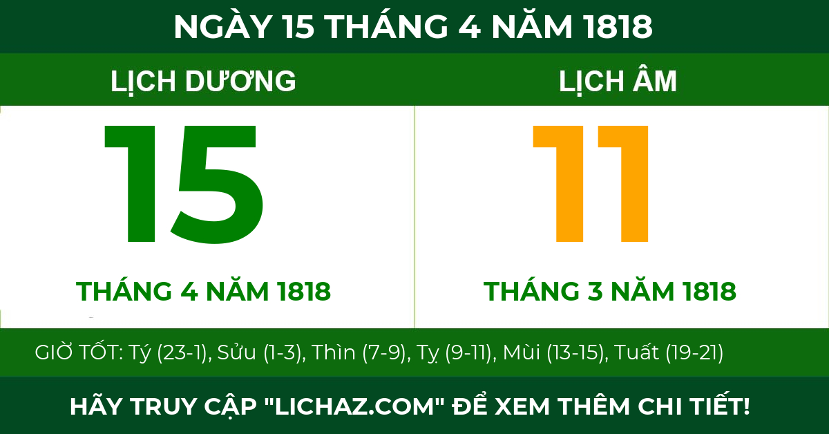 lịch âm ngày 15 tháng 4 năm 1818
