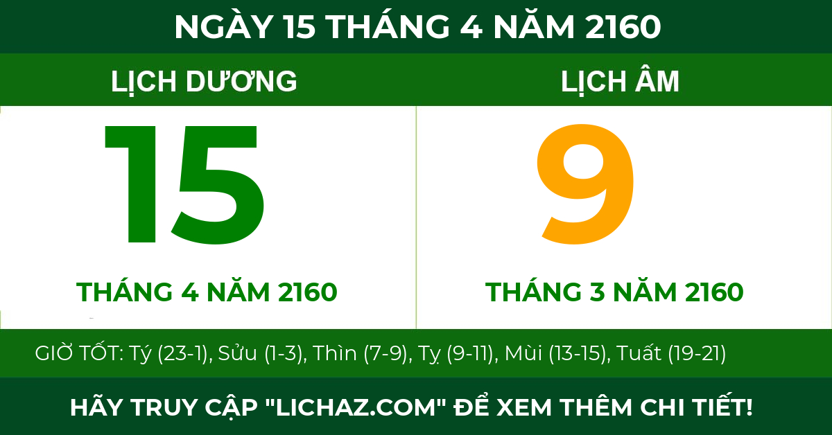 lịch âm ngày 15 tháng 4 năm 2160