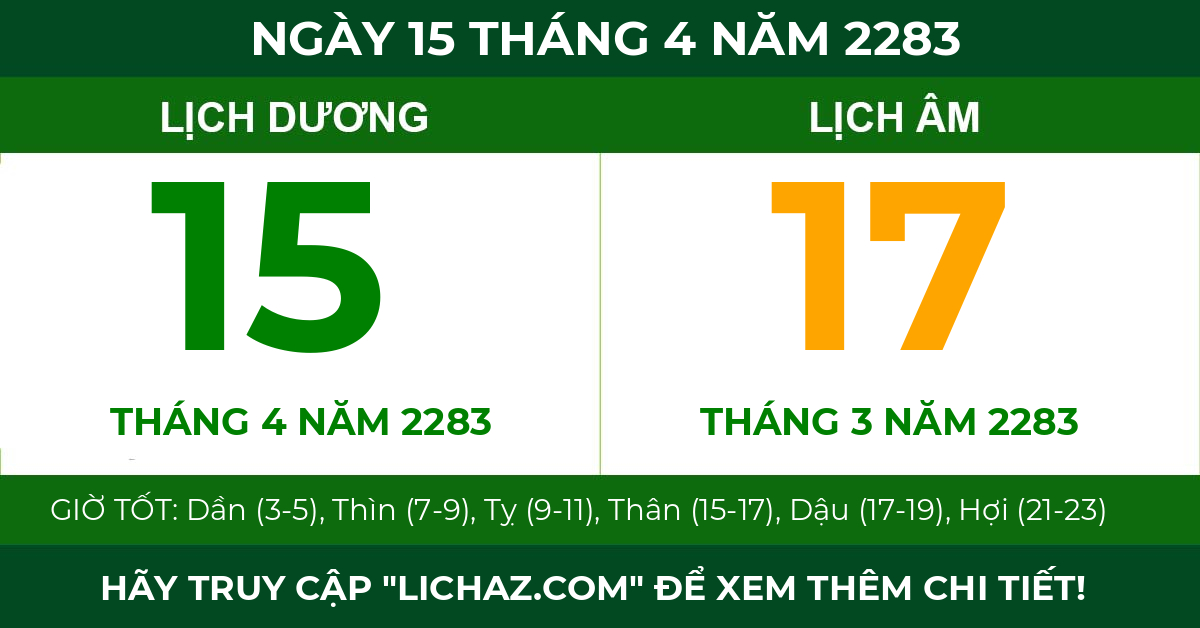 lịch âm ngày 15 tháng 4 năm 2283